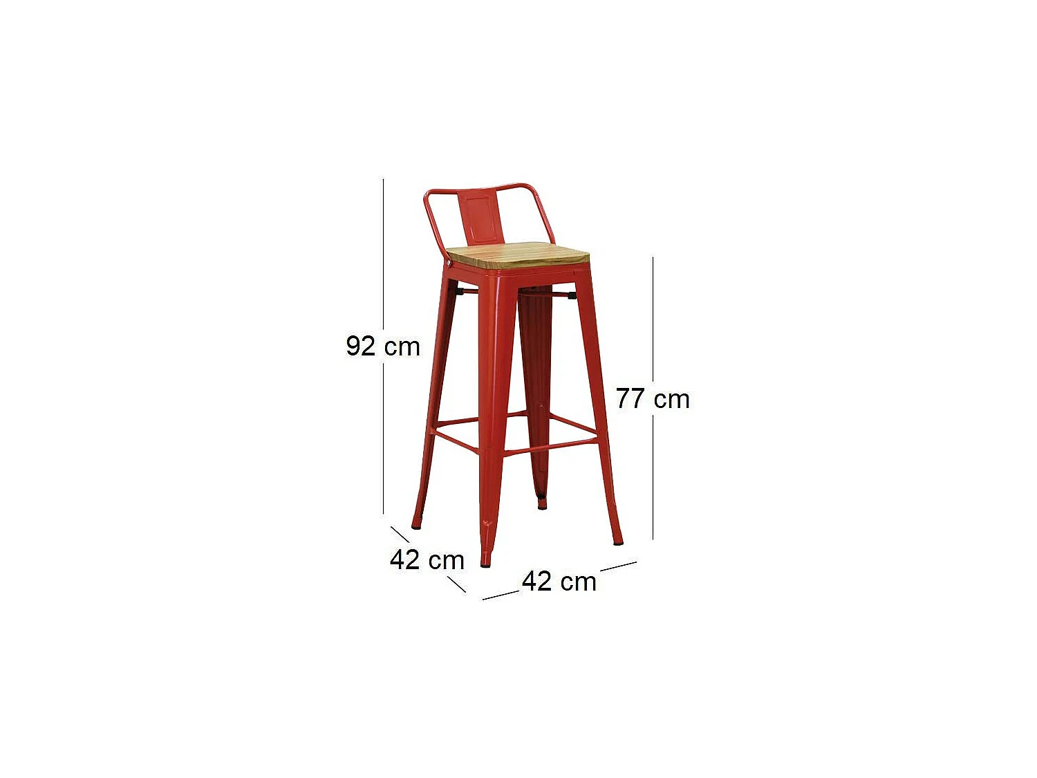 Tabouret de bar en métal laqué et bois d'orme huilé (Lot de 2)