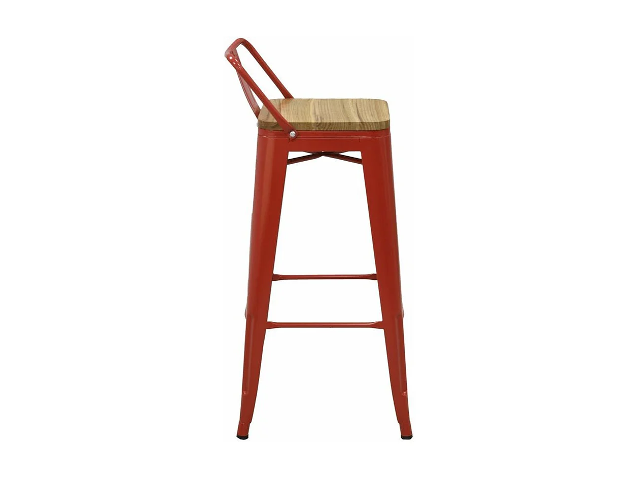 Tabouret de bar en métal laqué et bois d'orme huilé (Lot de 2)