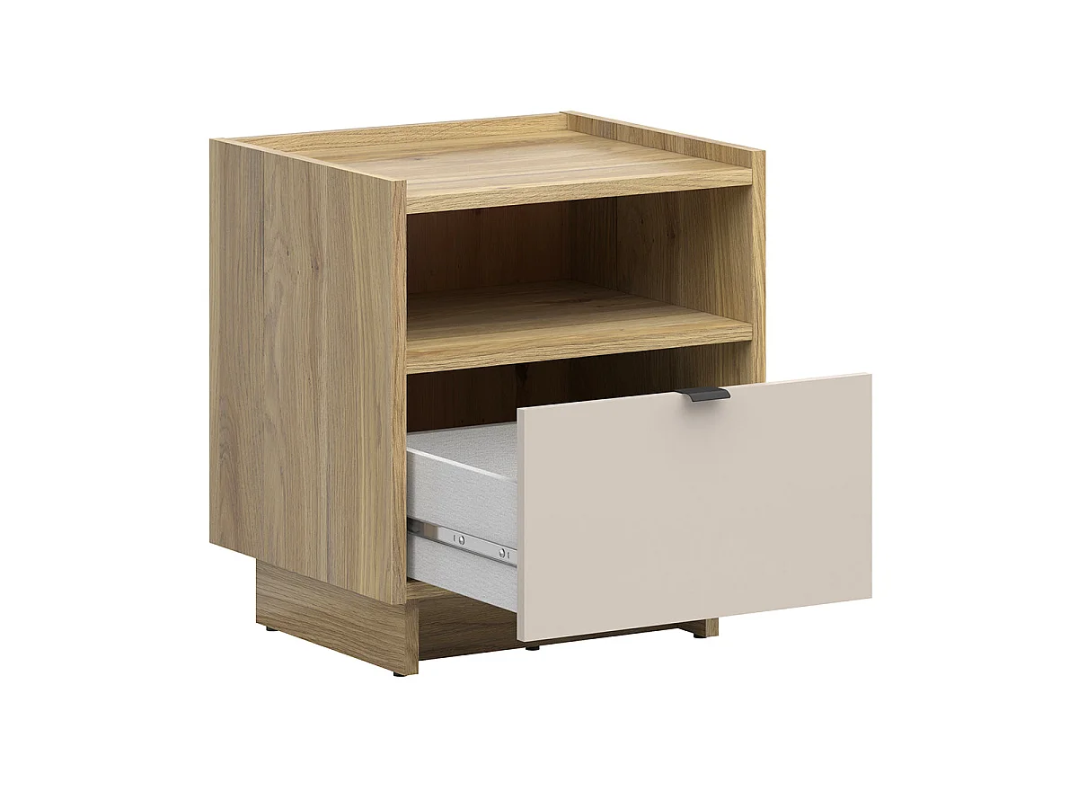 Donna Cashmere and Wood 1-drawer bedside table
