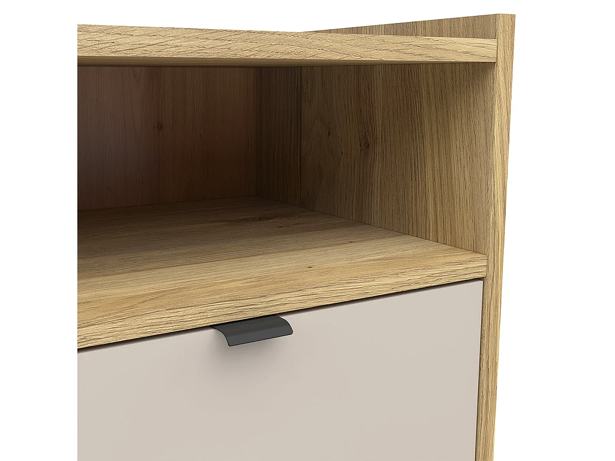 Donna Cashmere and Wood 1-drawer bedside table