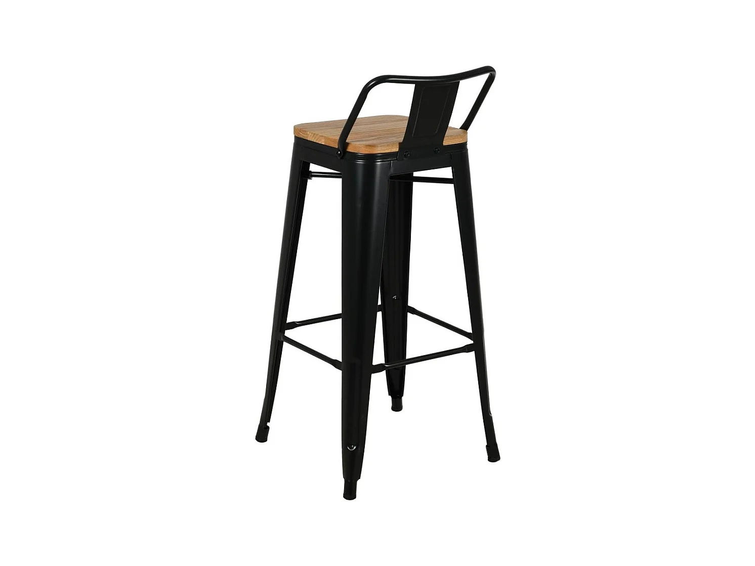 Tabouret de bar en métal laqué et bois d'orme huilé (Lot de 2)
