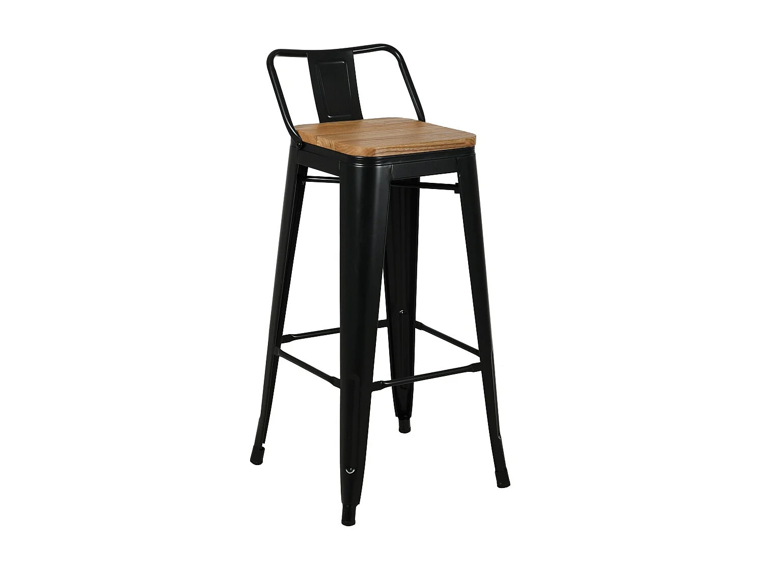 Tabouret de bar en métal laqué et bois d'orme huilé (Lot de 2)
