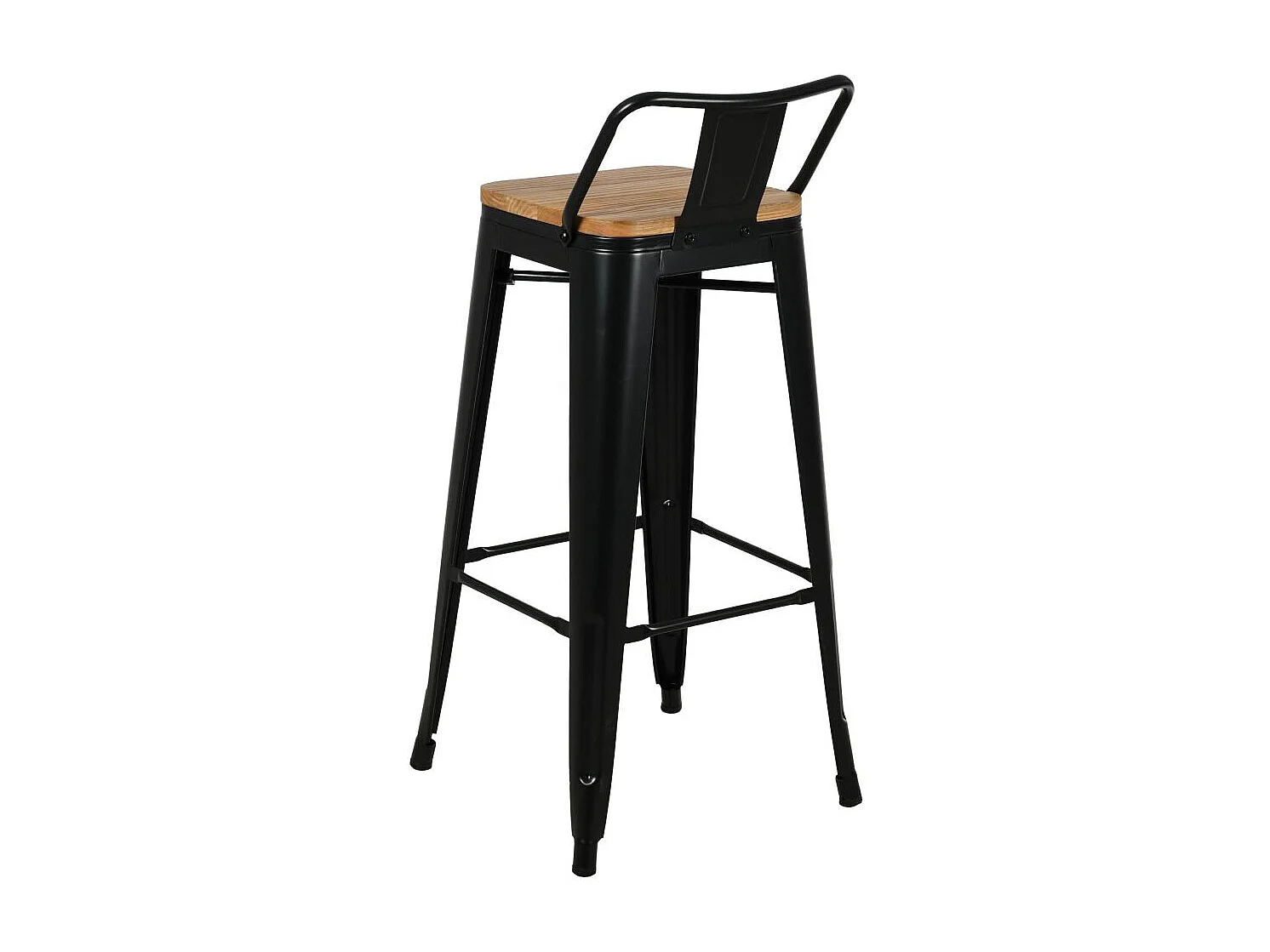 Tabouret de bar en métal laqué et bois d'orme huilé (Lot de 2)