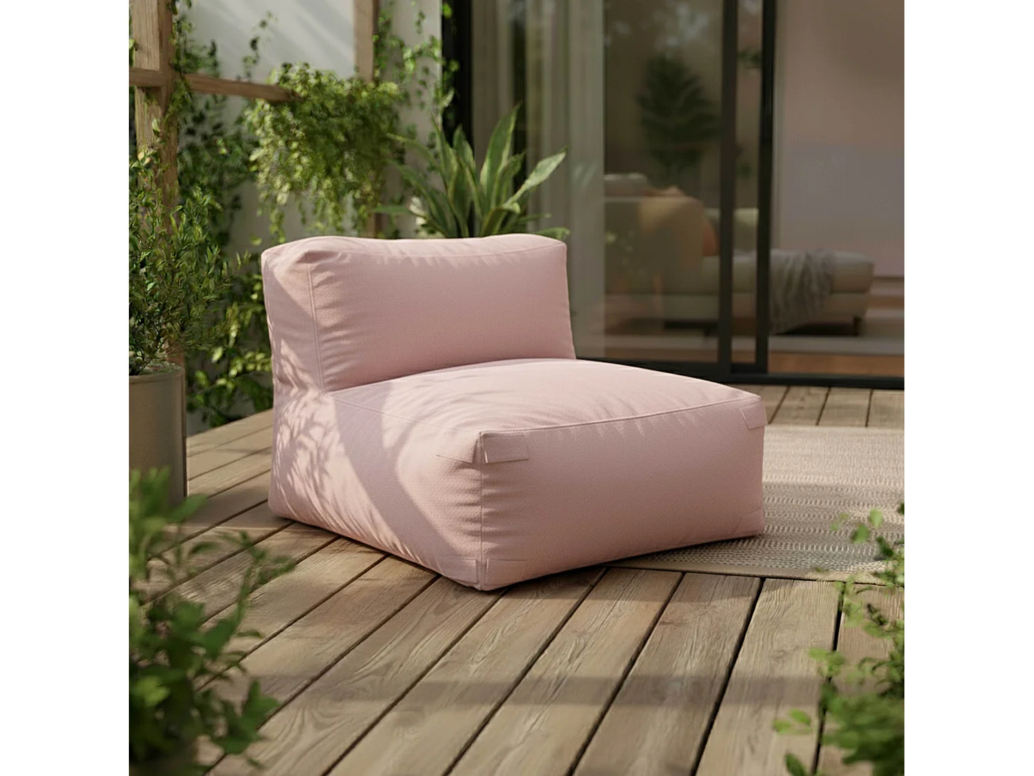 Fauteuil de jardin pour canapé modulable rose poudré