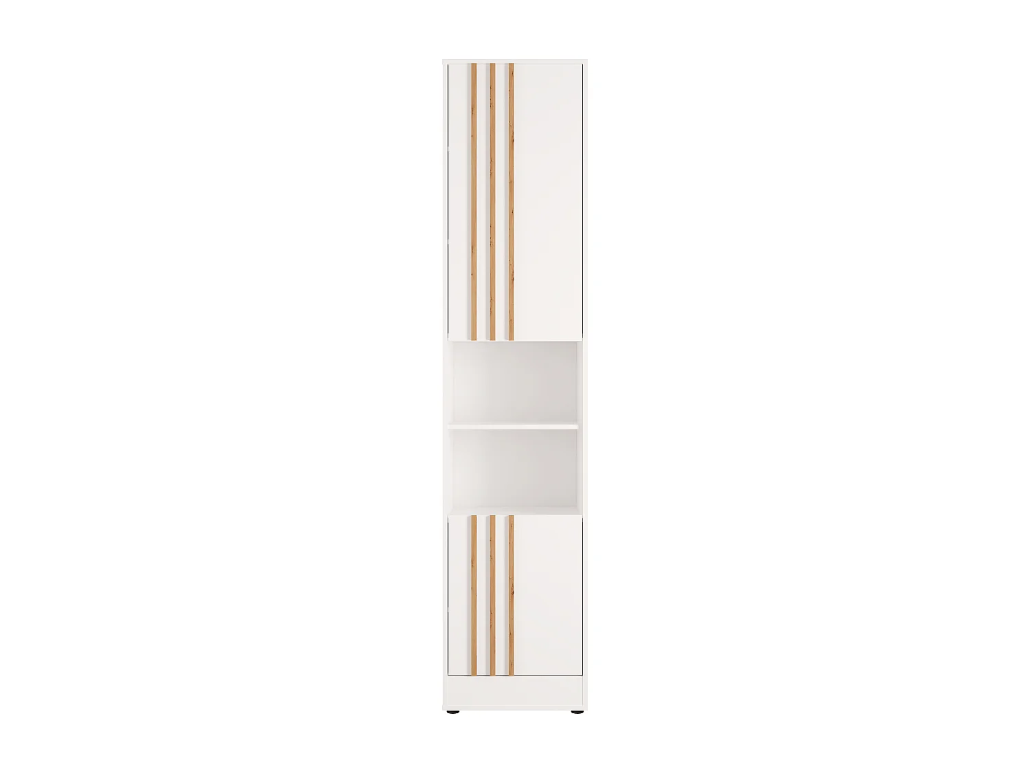 Colonne de rangement pour lit escamotable – 2 niches et 2 portes - Blanc et naturel – MOVELINO