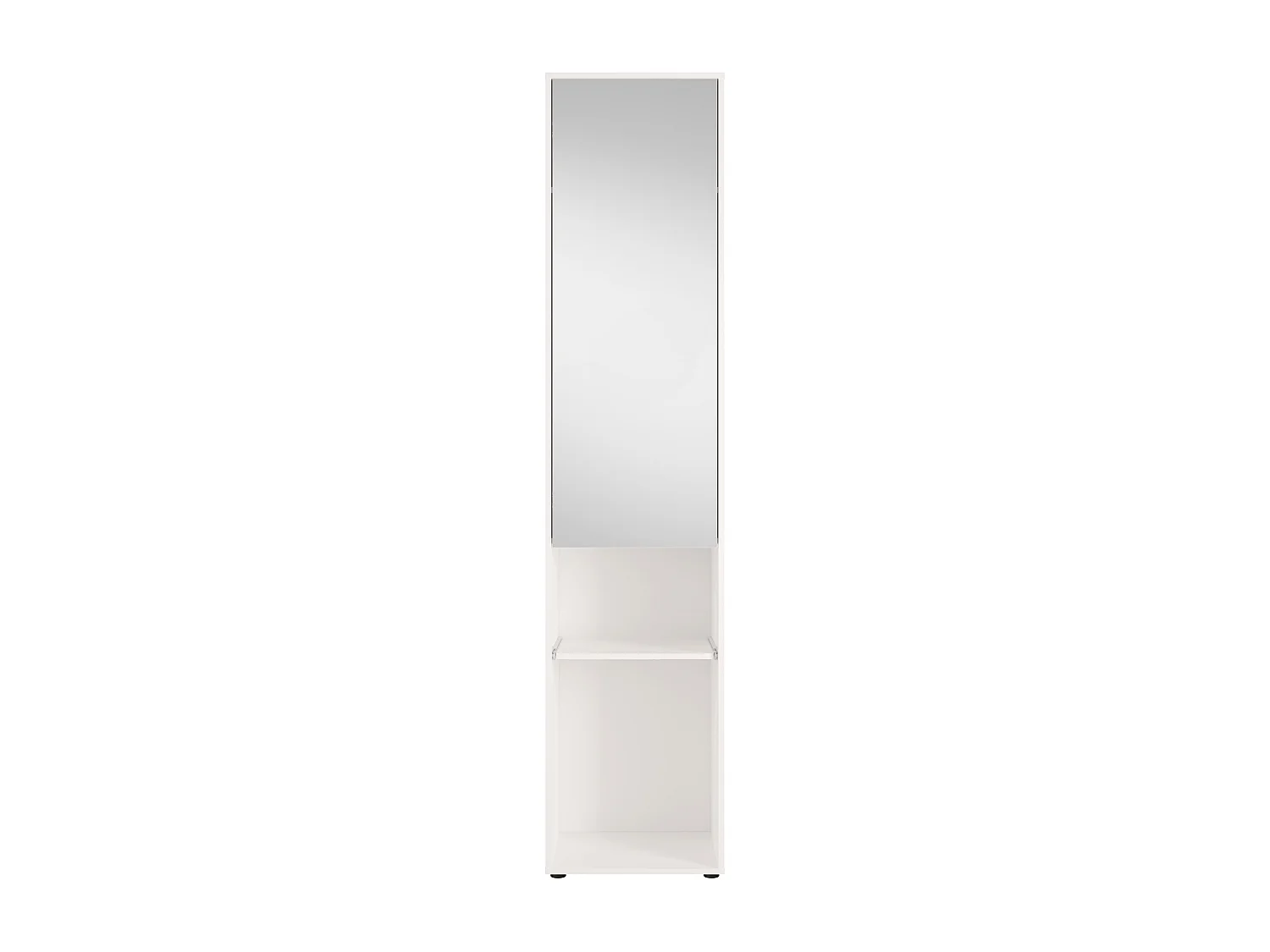 Colonne de rangement pour lit escamotable – Avec miroir et penderie – 1 porte et 2 niches - Blanc – MOVELINO