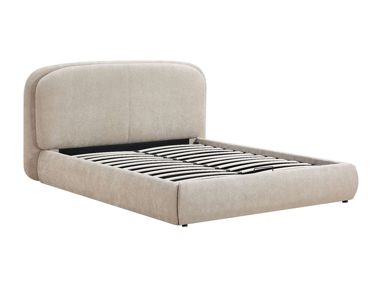 Lit coffre 180 x 200 cm – Tissu texturé – Beige – ZORIMA