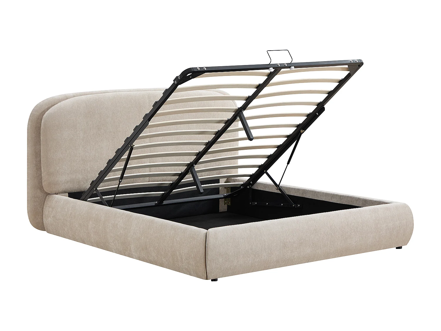 Lit coffre 180 x 200 cm – Tissu texturé – Beige – ZORIMA