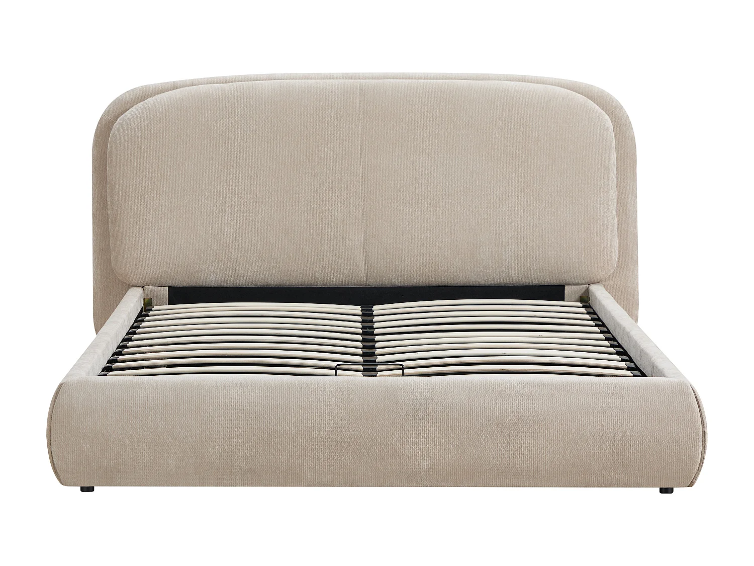 Lit coffre 180 x 200 cm – Tissu texturé – Beige – ZORIMA