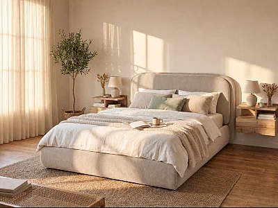 Lit coffre 180 x 200 cm – Tissu texturé – Beige – ZORIMA