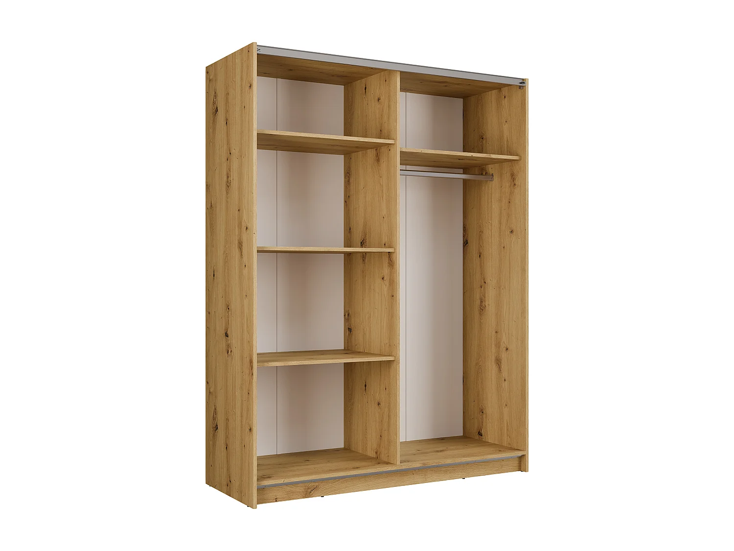 Armoire 2 portes coulissantes - Avec miroir - L150 cm – Coloris : Naturel et noir - CALELA