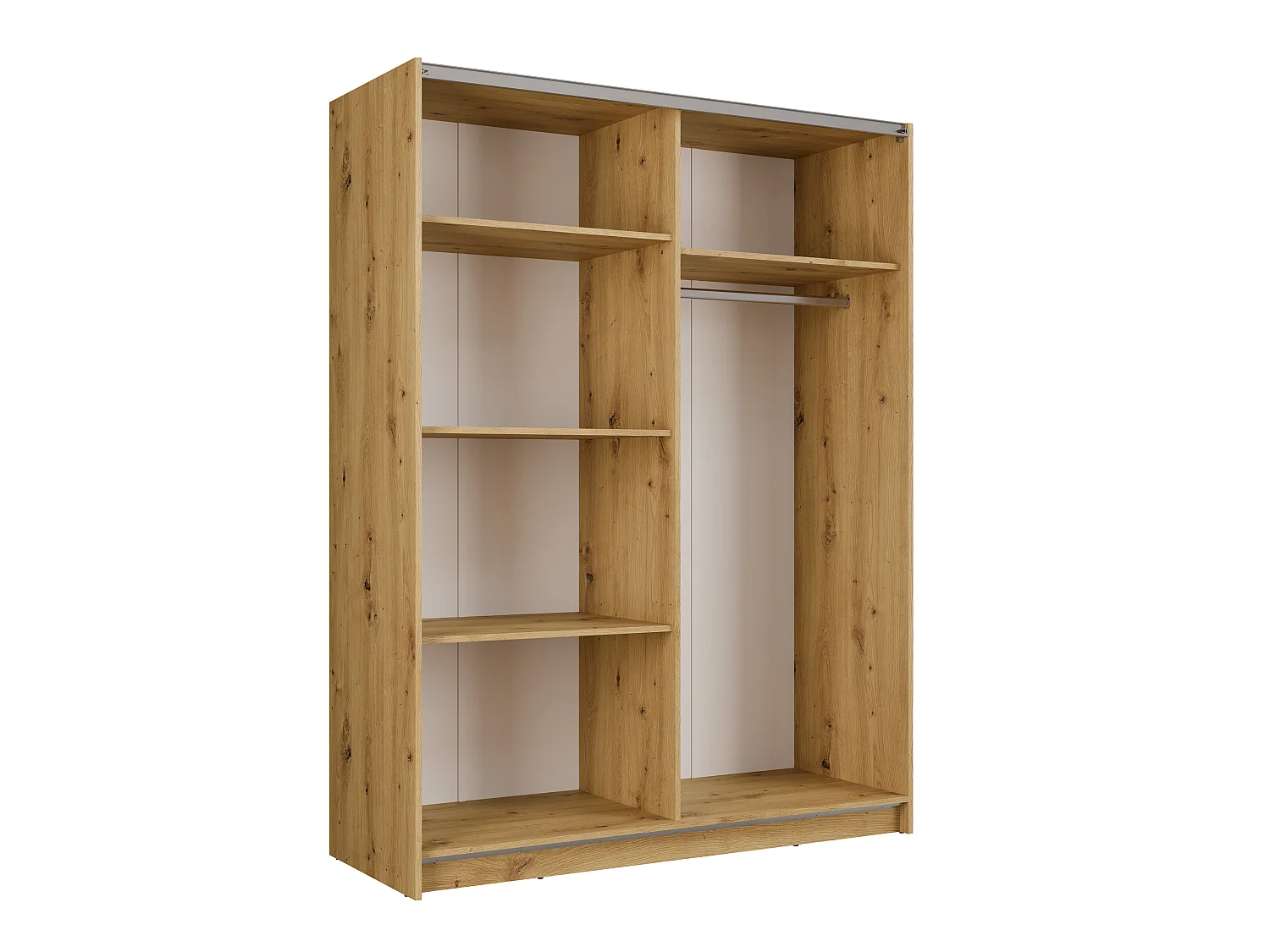 Garderob med 2 skjutdörrar - Med spegel - B150 cm – Färg: Naturlig och svart - CALELA