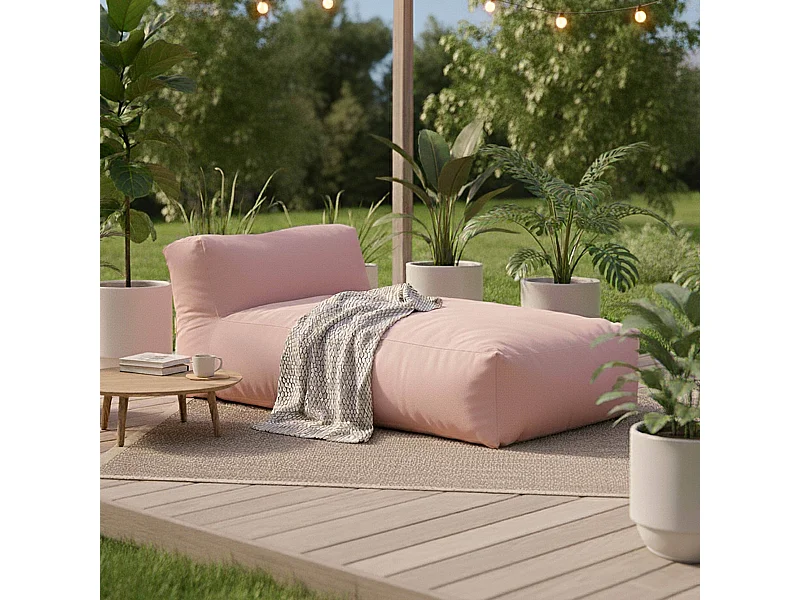 Méridienne pour salon de jardin modulable rose poudré