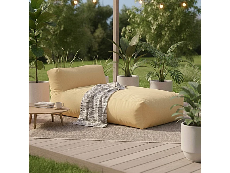 Méridienne pour salon de jardin modulable jaune clair