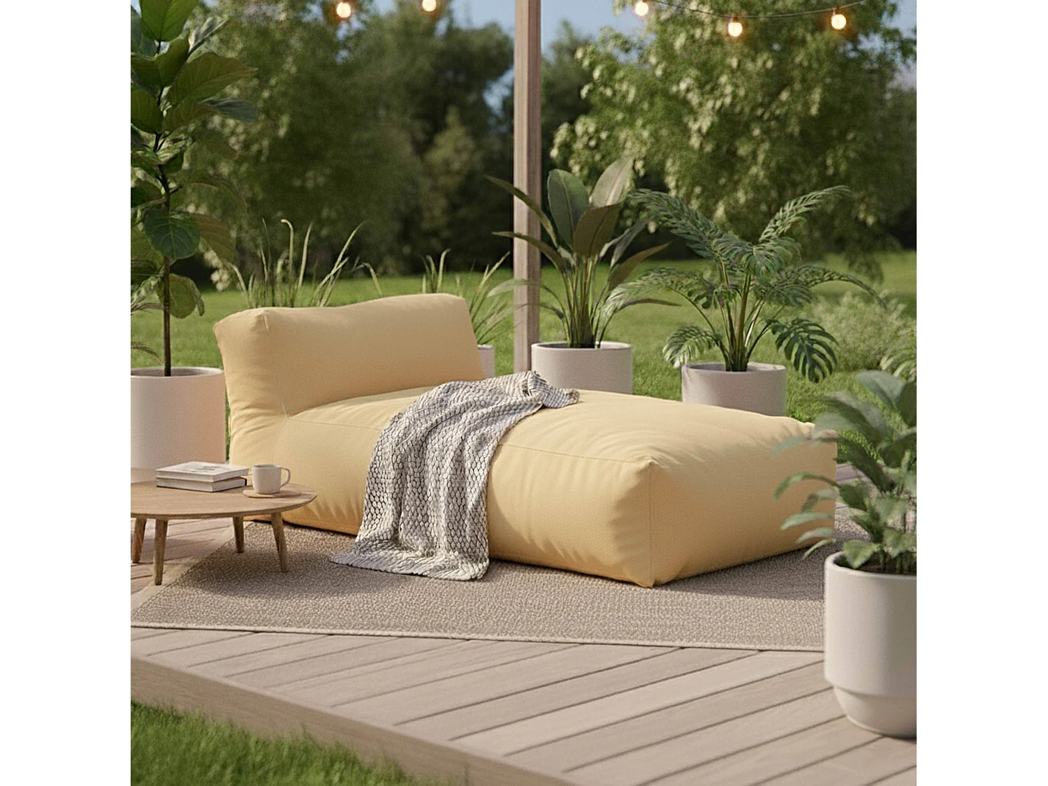 Méridienne pour salon de jardin modulable jaune clair