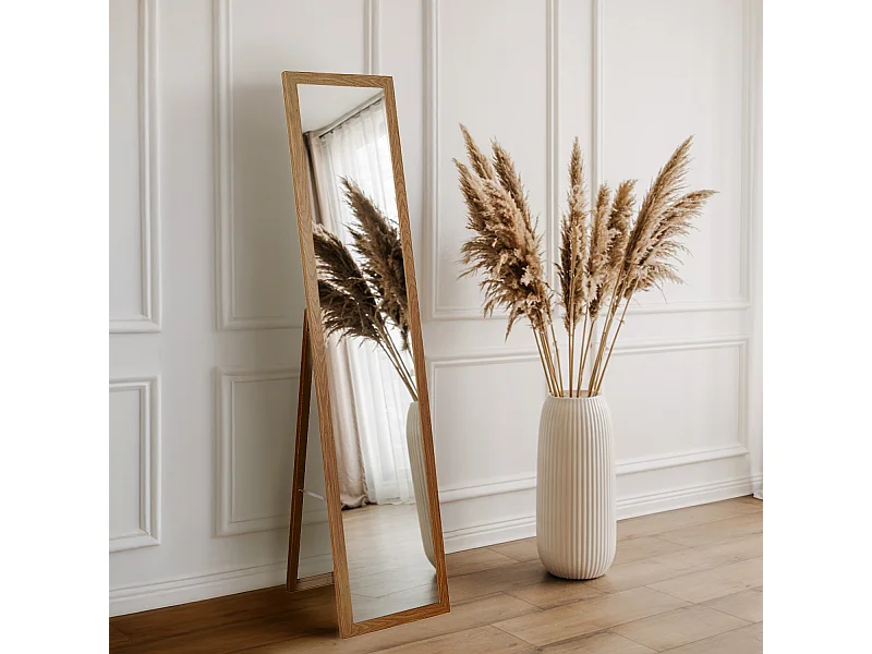 Miroir sur pied en bois avec cadre naturel miroir décoratif pour intérieur moderne ou classique 50x160 Tulup