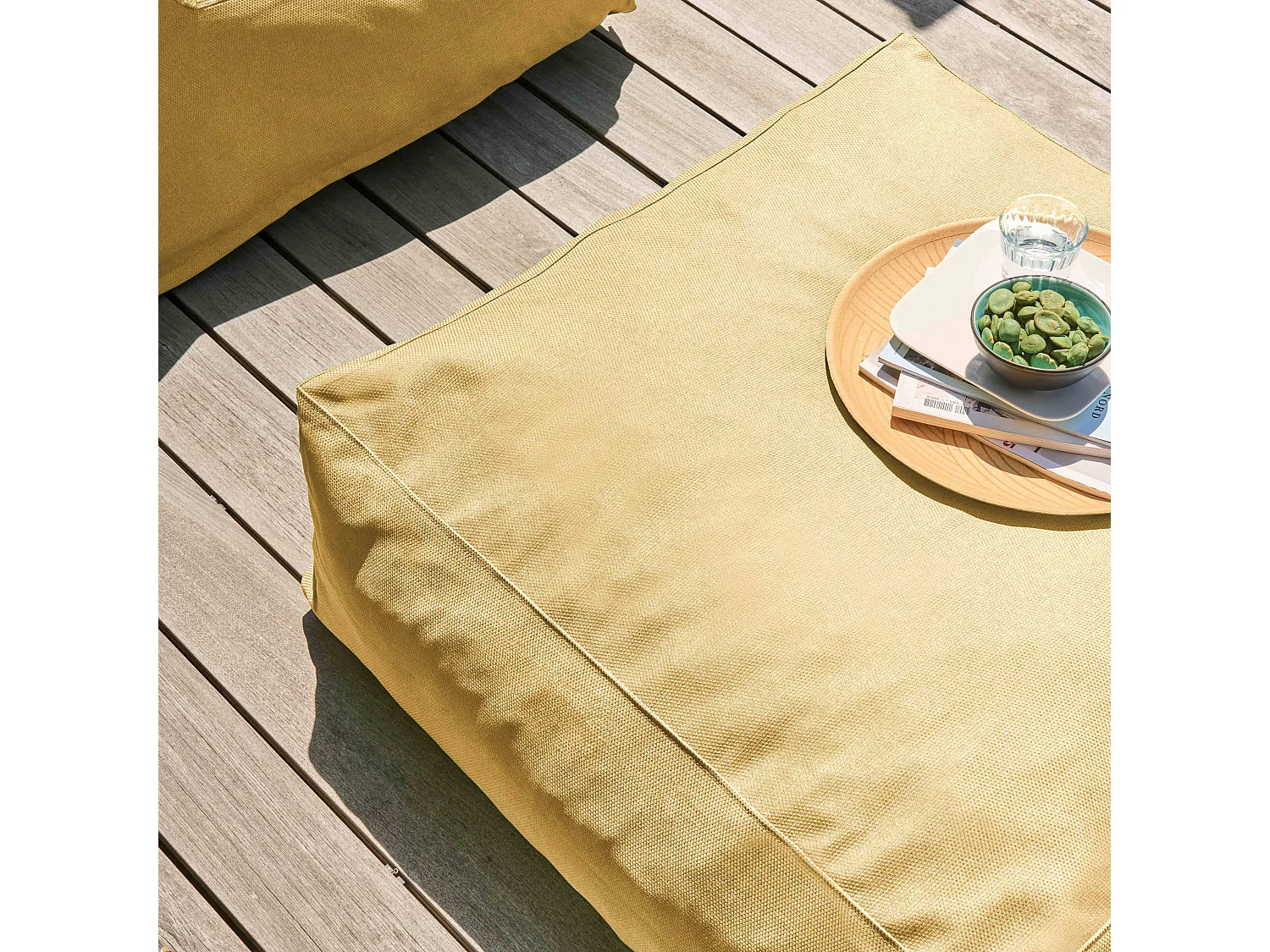 Pouf de jardin pour canapé modulable jaune clair