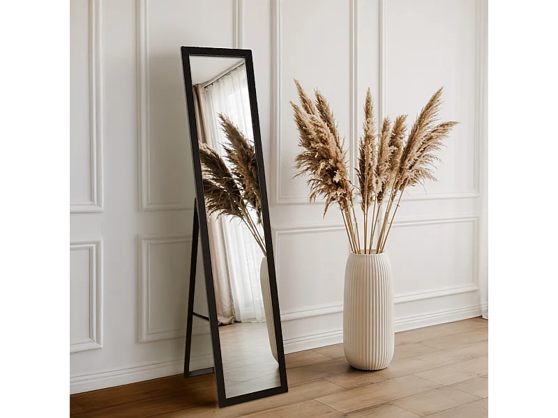Staande spiegel zwart met stijlvolle lijst elegante toevoeging voor hal slaapkamer of woonkamer 50x160 Tulup