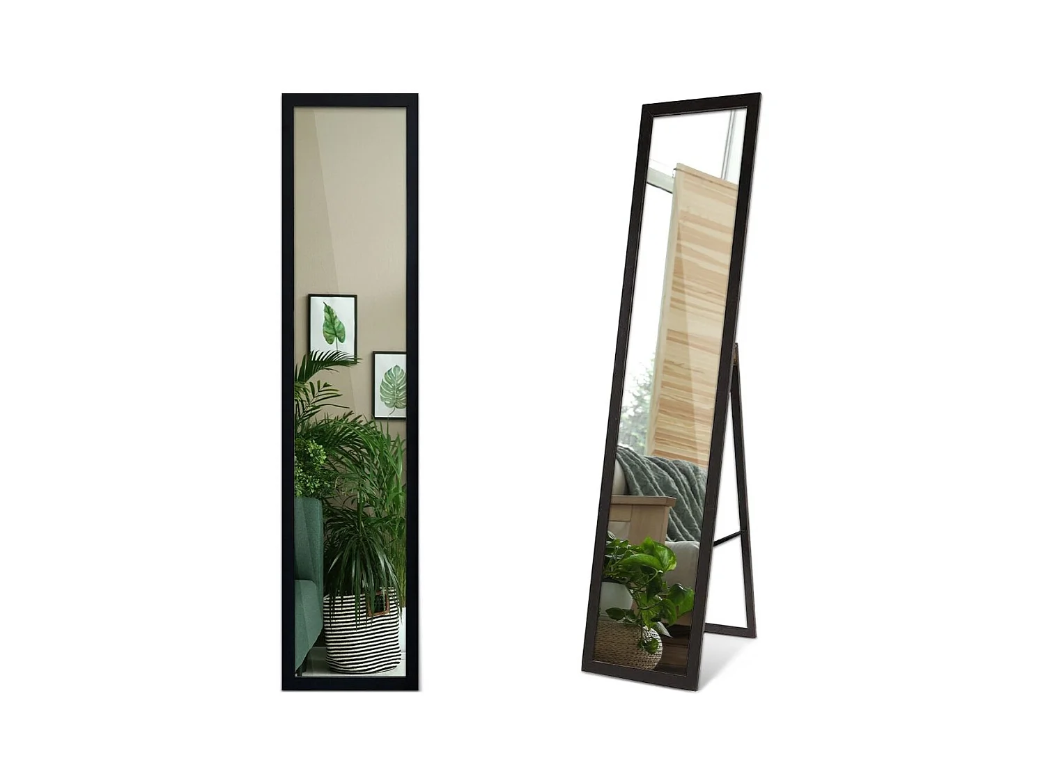 Standspiegel schwarz mit stilvollem Rahmen elegantes Dekoelement für Flur Schlafzimmer oder Wohnzimmer 50x160 Tulup