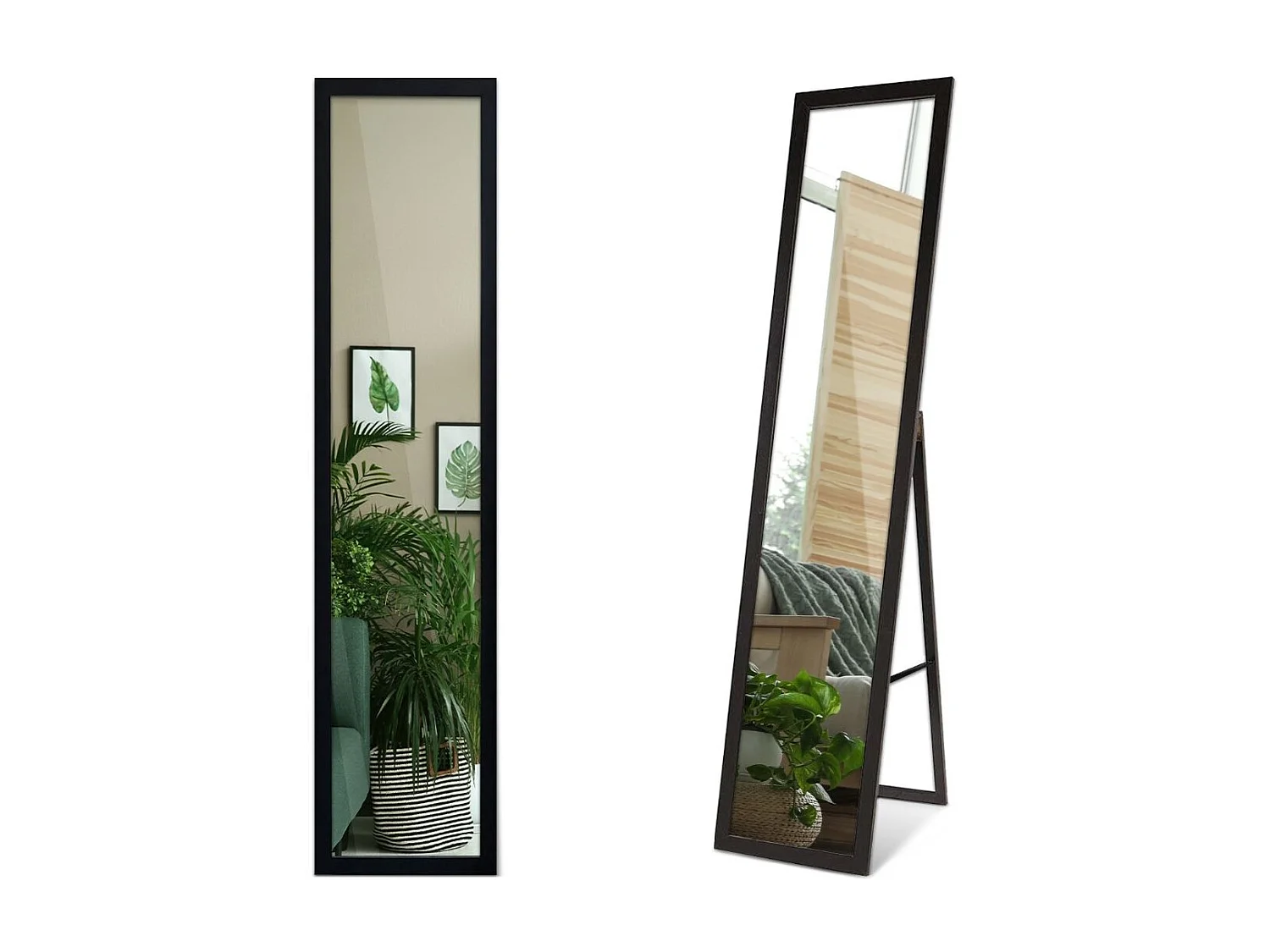 Standspiegel schwarz mit stilvollem Rahmen elegantes Dekoelement für Flur Schlafzimmer oder Wohnzimmer 50x160 Tulup