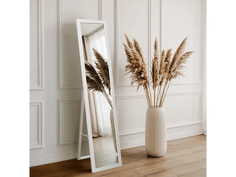 Miroir sur pied blanc avec cadre élégant miroir moderne pour chambre dressing ou salon 50x160 Tulup