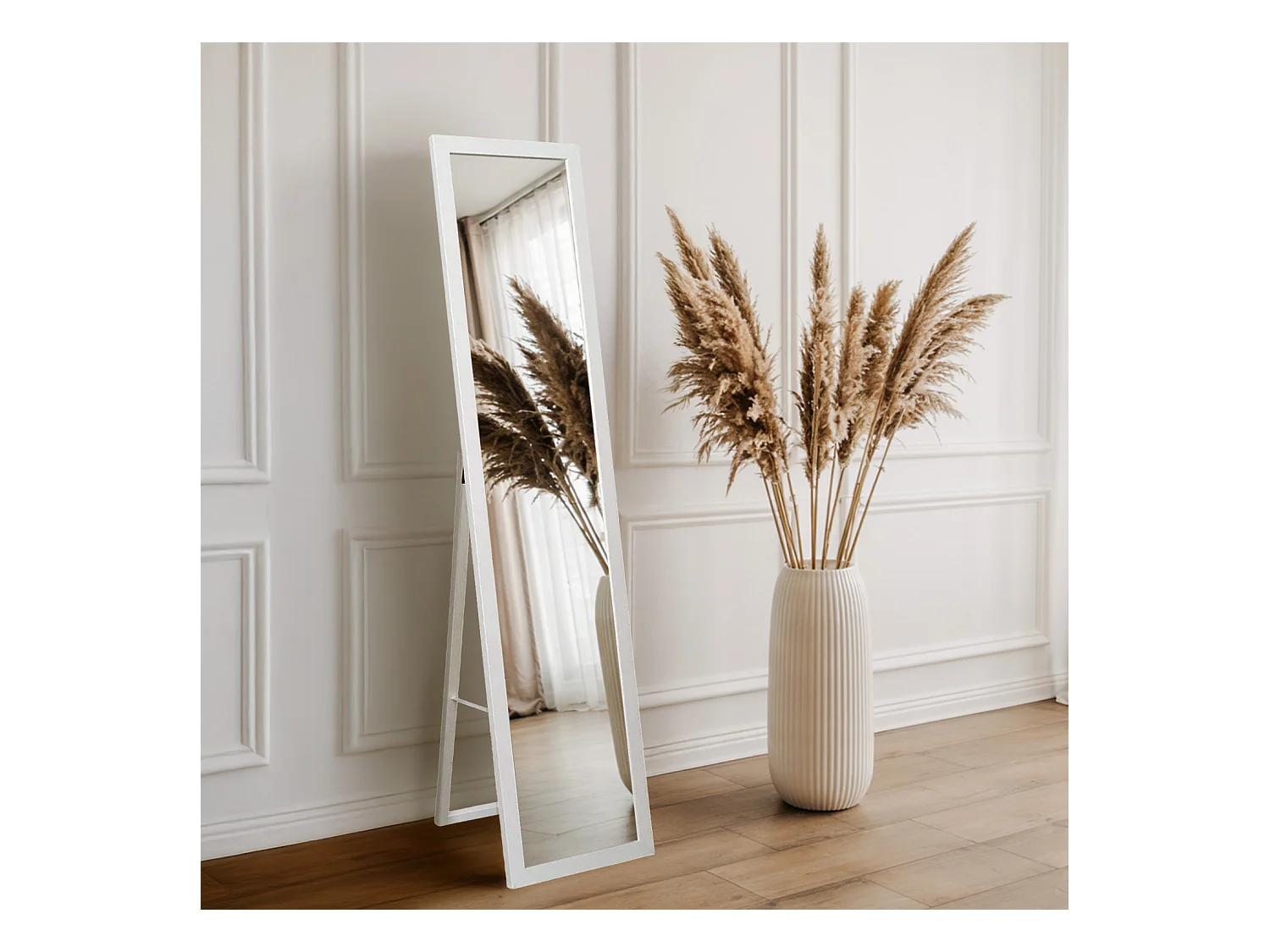 Miroir sur pied blanc avec cadre élégant miroir moderne pour chambre dressing ou salon 50x160 Tulup