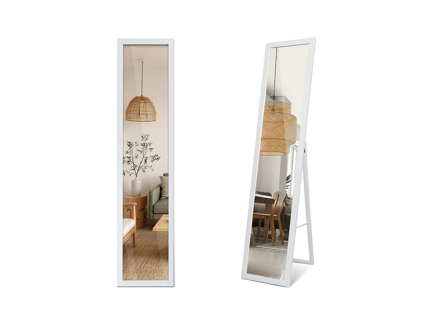 Standspiegel weiß im eleganten Rahmen modernes Spiegel für Schlafzimmer Flur oder Wohnzimmer 50x160 Tulup