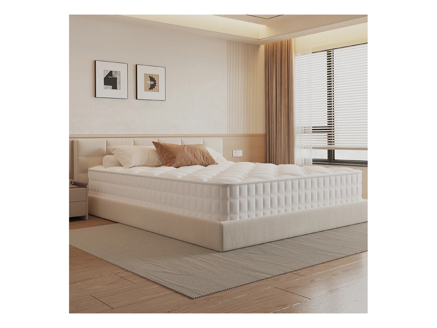 Taschenfederkernmatratze 160 x 200 cm - 7 Komfortzonen - Rückenentlastung - Stärke 22cm - H3 - Memory Schaum - mit Spannbettlaken - Atmungsaktiv - Weiß