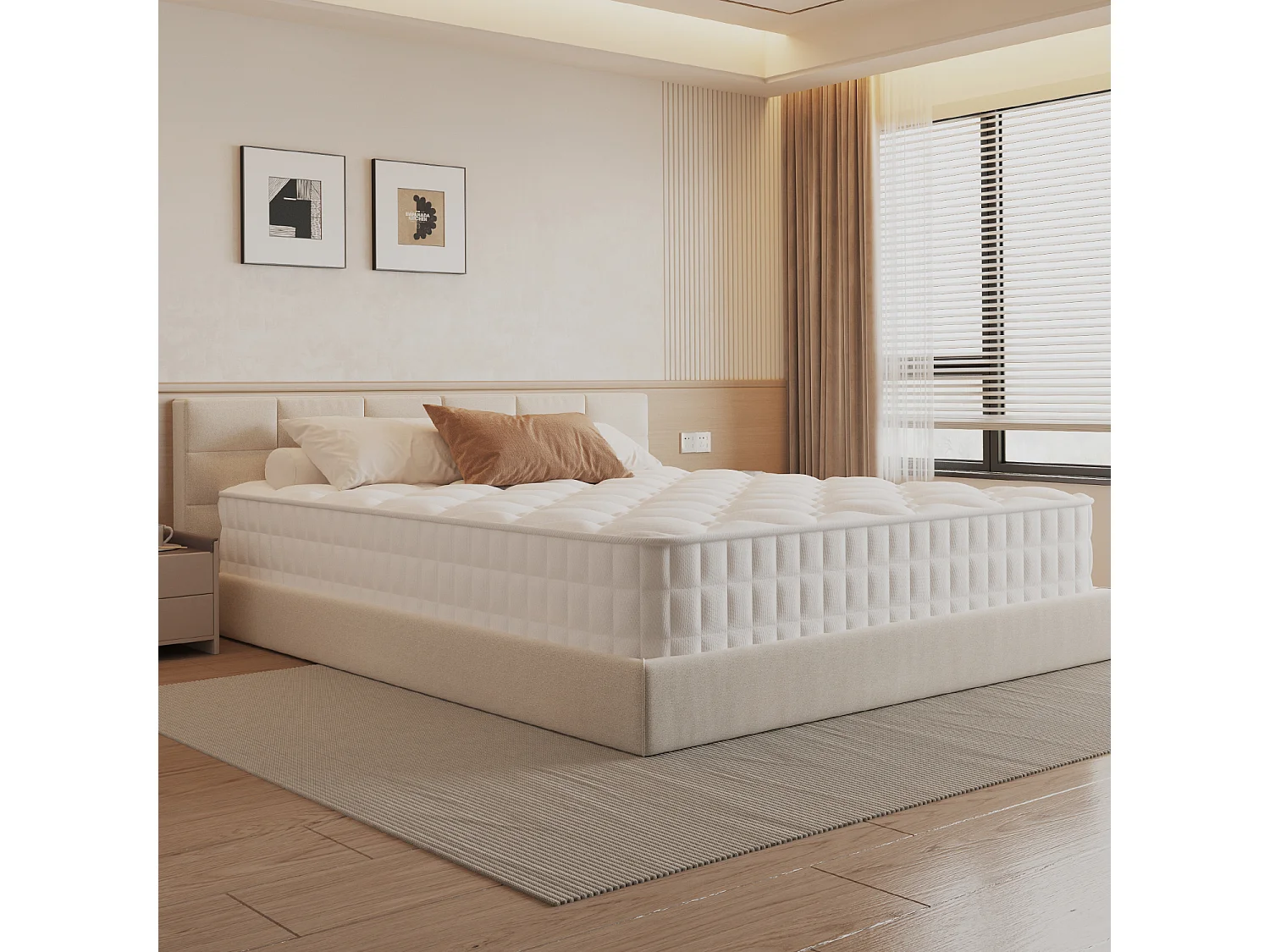 Taschenfederkernmatratze 160 x 200 cm - 7 Komfortzonen - Rückenentlastung - Stärke 22cm - H3 - Memory Schaum - mit Spannbettlaken - Atmungsaktiv - Weiß