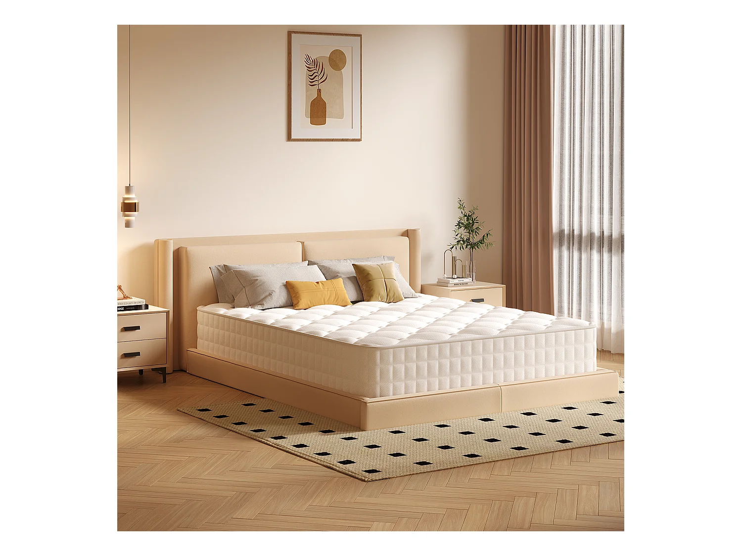 Taschenfederkernmatratze 90 x 200 cm - 7 Komfortzonen - Rückenentlastung - Stärke 22 cm - Härtegrad 3 - Memory Schaum - mit Spannbettlaken - Atmungsaktiv