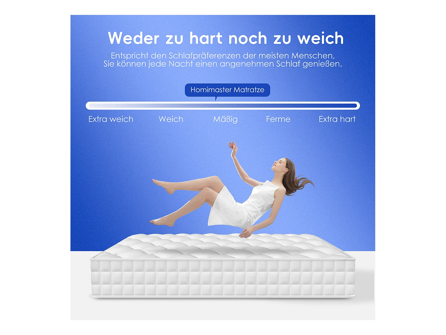 Taschenfederkernmatratze 90 x 200 cm - 7 Komfortzonen - Rückenentlastung - Stärke 22 cm - Härtegrad 3 - Memory Schaum - mit Spannbettlaken - Atmungsaktiv