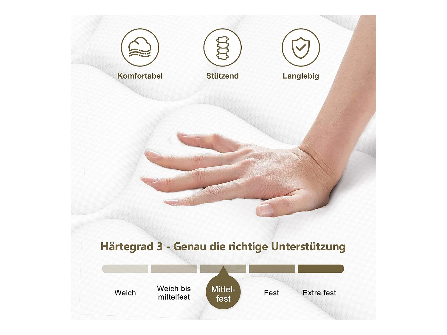 Taschenfederkernmatratze 140x200 - Federkernmatratze Matratzen 140x200 - Höhe 25cm mit Spannbettlaken - ergonomisch und atmungsaktiv - Härtegrad H3 - Schwarz