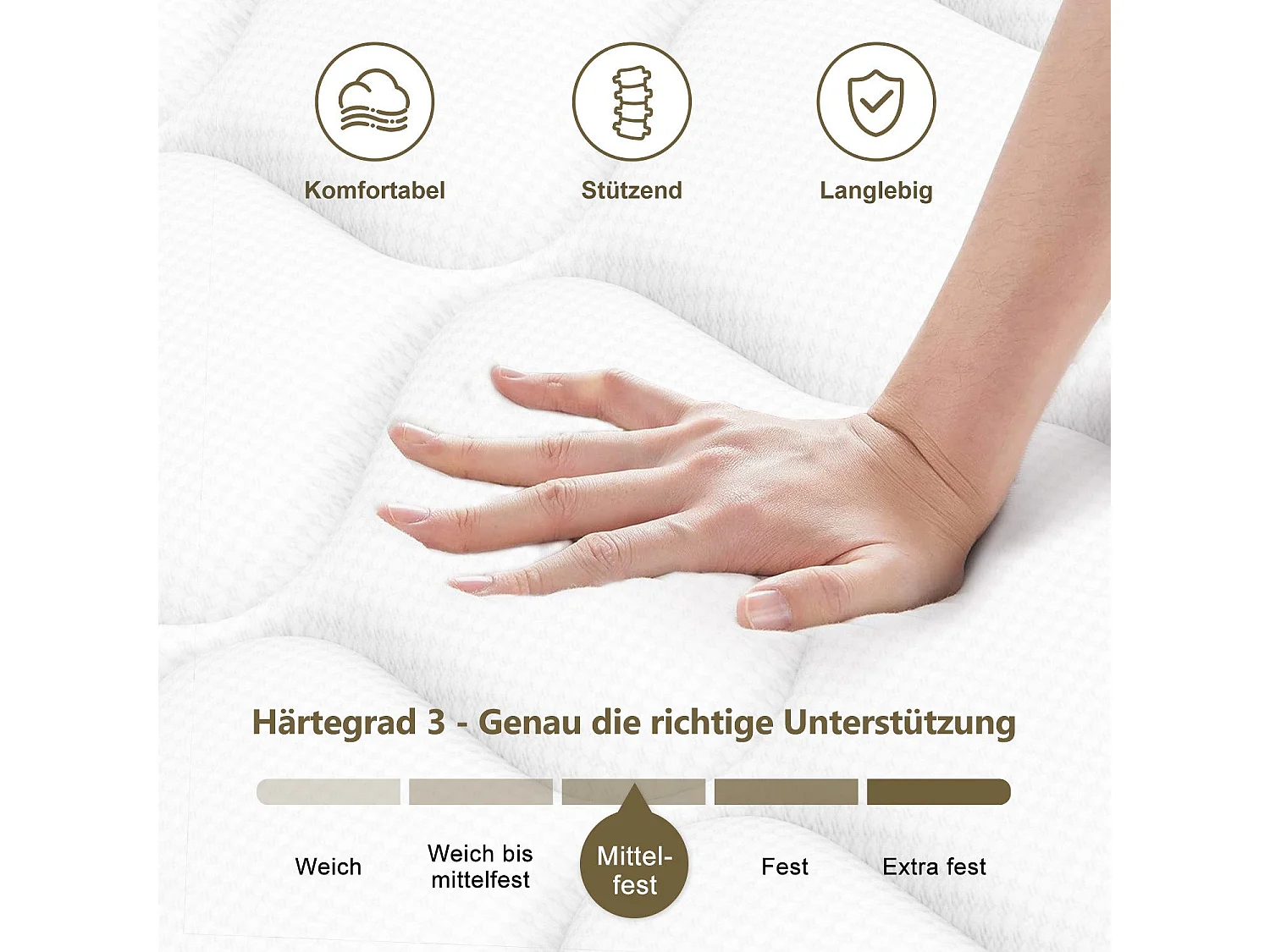 Taschenfederkernmatratze 140x200 - Federkernmatratze Matratzen 140x200 - Höhe 25cm mit Spannbettlaken - ergonomisch und atmungsaktiv - Härtegrad H3 - Schwarz