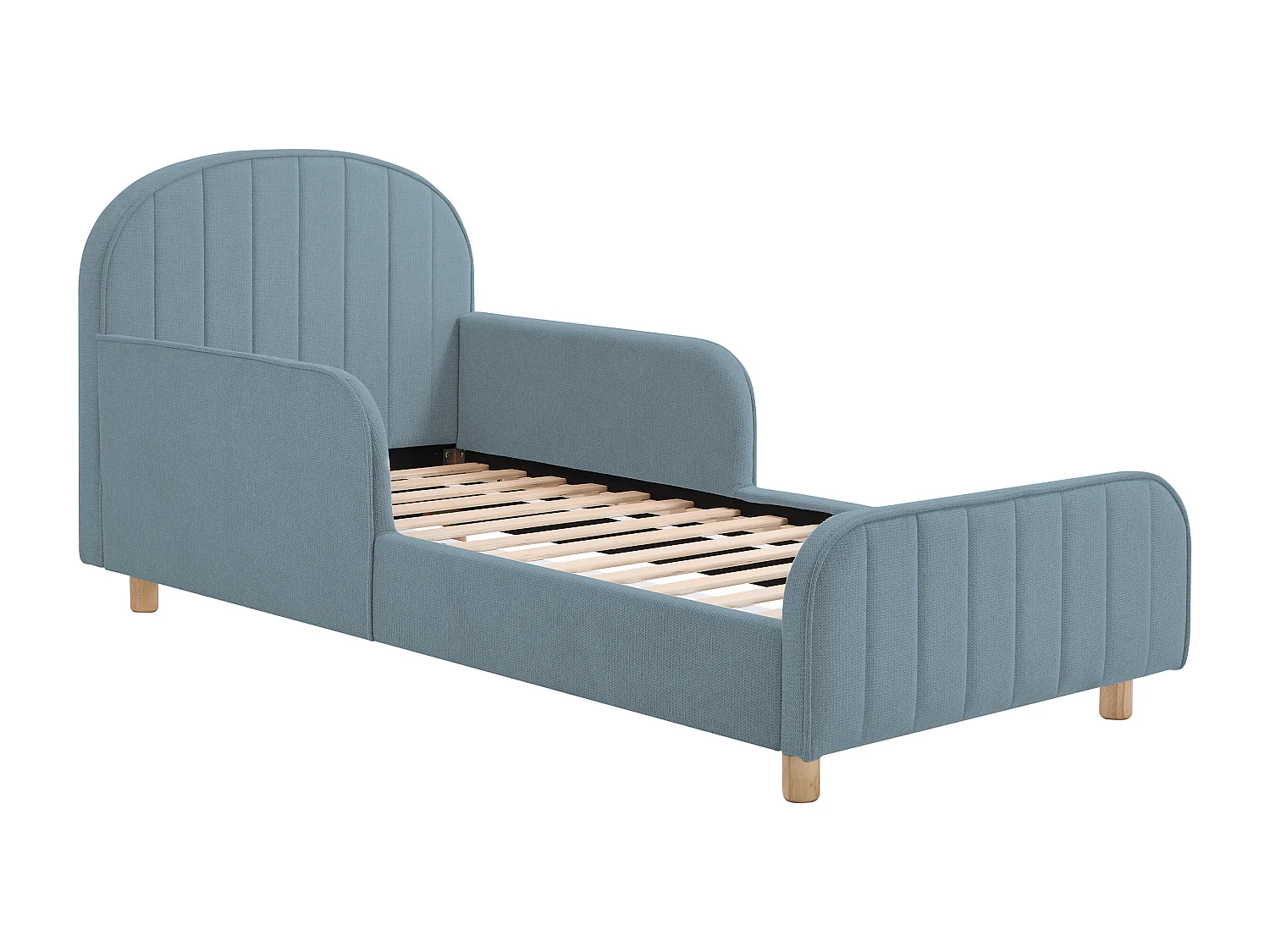 Lit 90 x 190 cm – Tissu texturé – Bleu – MIRAVELO