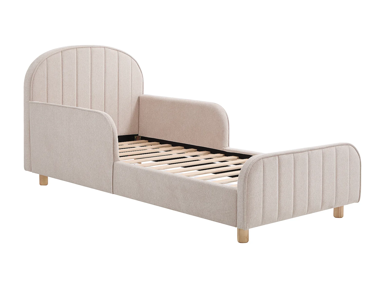 Lit 90 x 190 cm – Tissu texturé – Beige – MIRAVELO