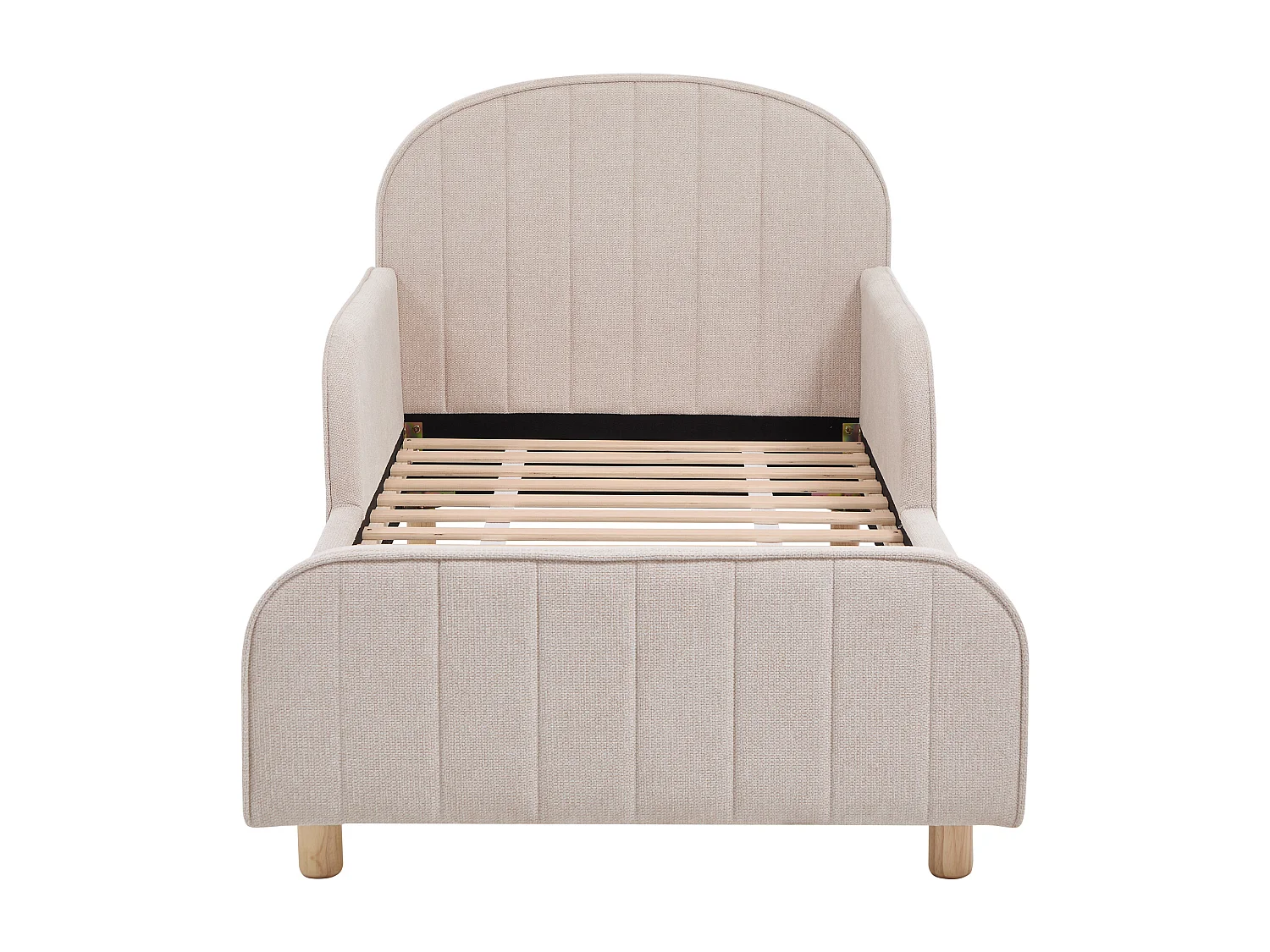 Lit 90 x 190 cm – Tissu texturé – Beige – MIRAVELO