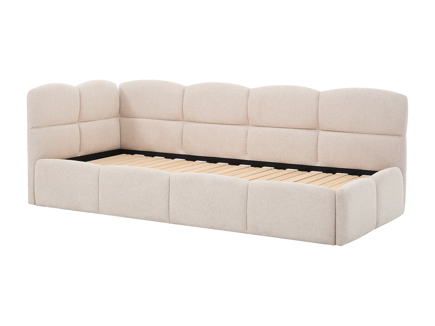 Lit gigogne 2 x 80 x 200 cm – Avec sommier peigne – Tissu texturé – Beige – PLURANIO