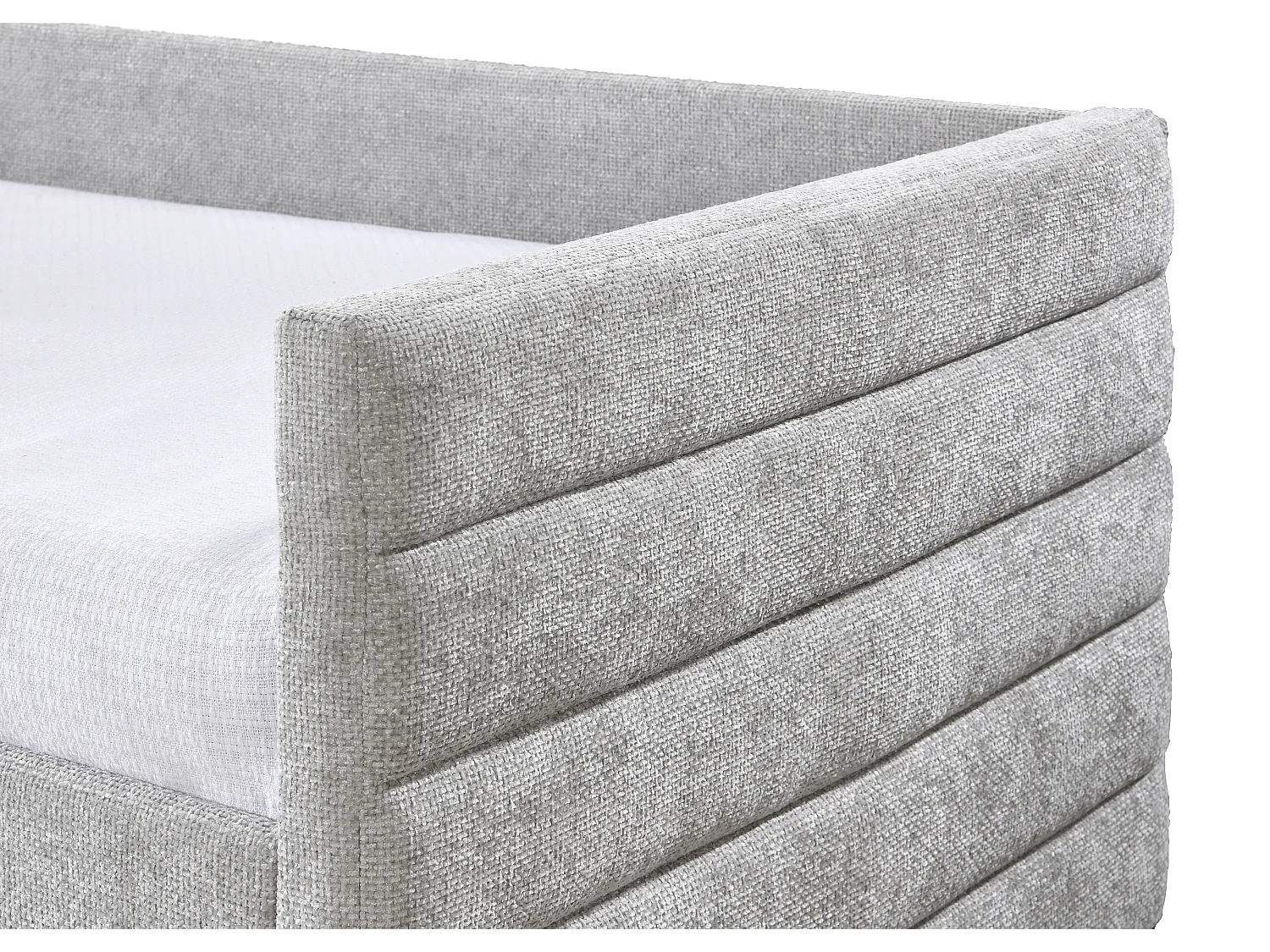 Lit banquette 90 x 190 cm avec tiroirs – Tissu texturé – Gris – ORENALO