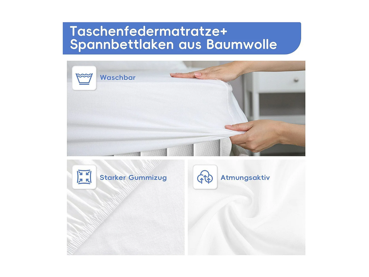 Taschenfederkernmatratze 140x 200 cm - 7 Zone Federkernmatratze - Stärke 25 cm - Härtegrad 3 - Matratzen mit Spannbettlaken - Matratze für Kinder und Erwachsene