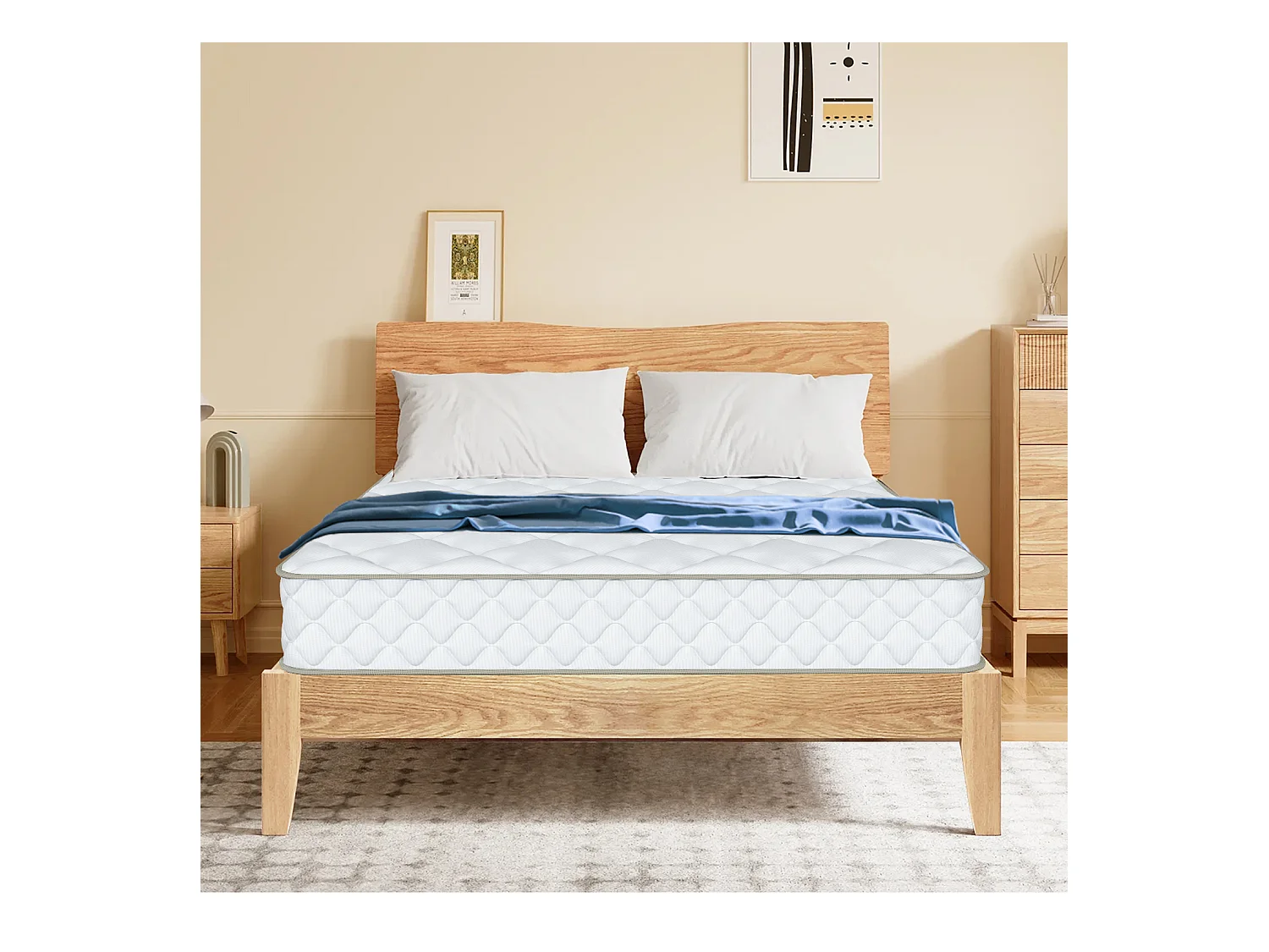 Taschenfederkernmatratze 120 x 200 cm - 7 Zone Federkernmatratze - Stärke 22 cm - Härtegrad 3 - Matratzen mit Spannbettlaken - Matratze für Kinder und Erwachsene