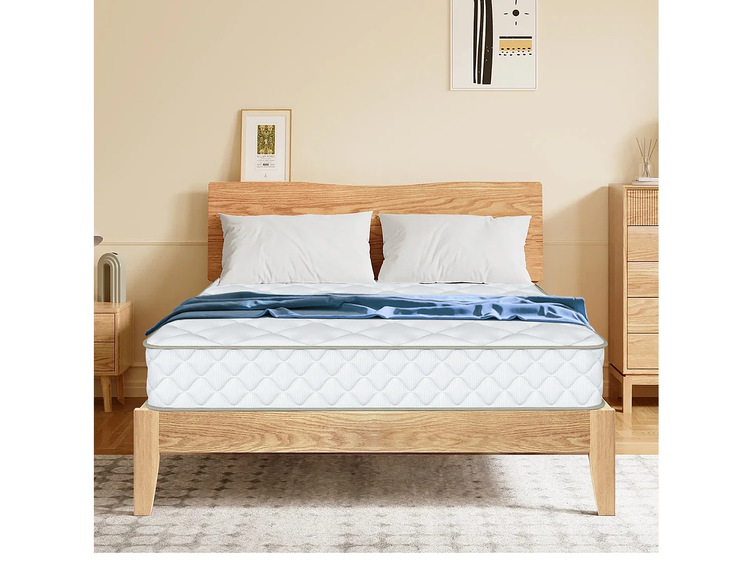 Taschenfederkernmatratze 120 x 200 cm - 7 Zone Federkernmatratze - Stärke 22 cm - Härtegrad 3 - Matratzen mit Spannbettlaken - Matratze für Kinder und Erwachsene