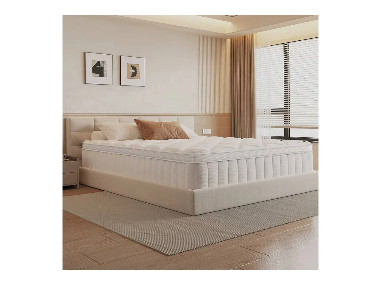 Taschenfederkernmatratze 140x200 - Federkernmatratze 140x200 - Höhe 25cm mit Spannbettlaken - ergonomisch und atmungsaktiv - Härtegrad H3 - Weiß