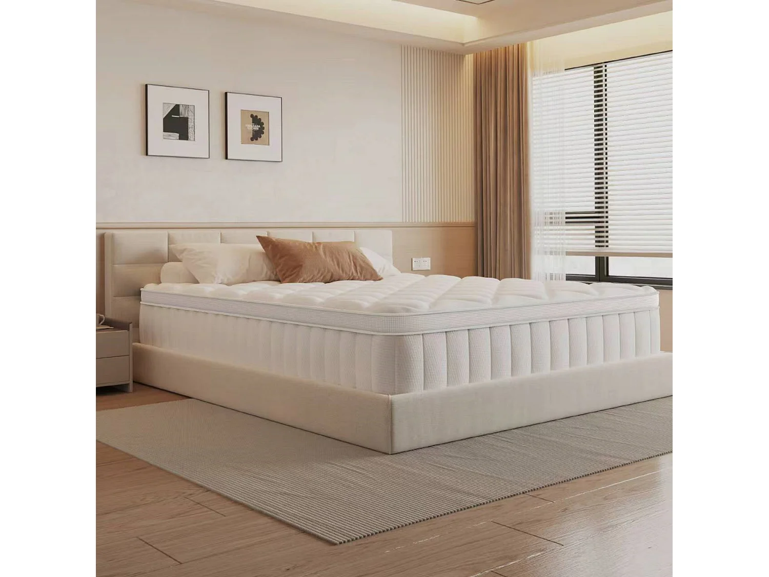 Taschenfederkernmatratze 140x200 - Federkernmatratze 140x200 - Höhe 25cm mit Spannbettlaken - ergonomisch und atmungsaktiv - Härtegrad H3 - Weiß