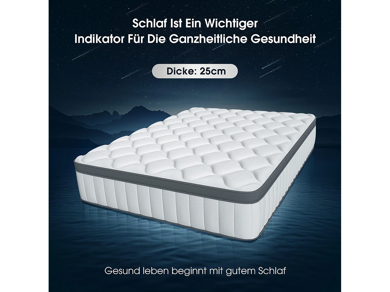 Taschenfederkernmatratze 140 x 200 cm - 7 Zone Federkernmatratze - Stärke 25 cm - Härtegrad 3 - Matratzen mit Spannbettlaken - Matratze für Kinder und Erwachsene