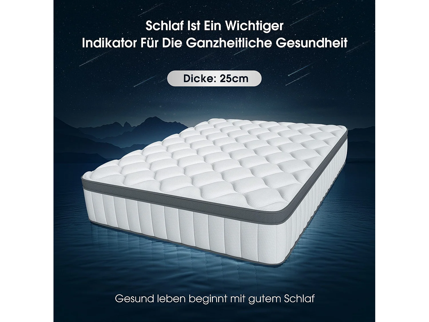 Taschenfederkernmatratze 140 x 200 cm - 7 Zone Federkernmatratze - Stärke 25 cm - Härtegrad 3 - Matratzen mit Spannbettlaken - Matratze für Kinder und Erwachsene