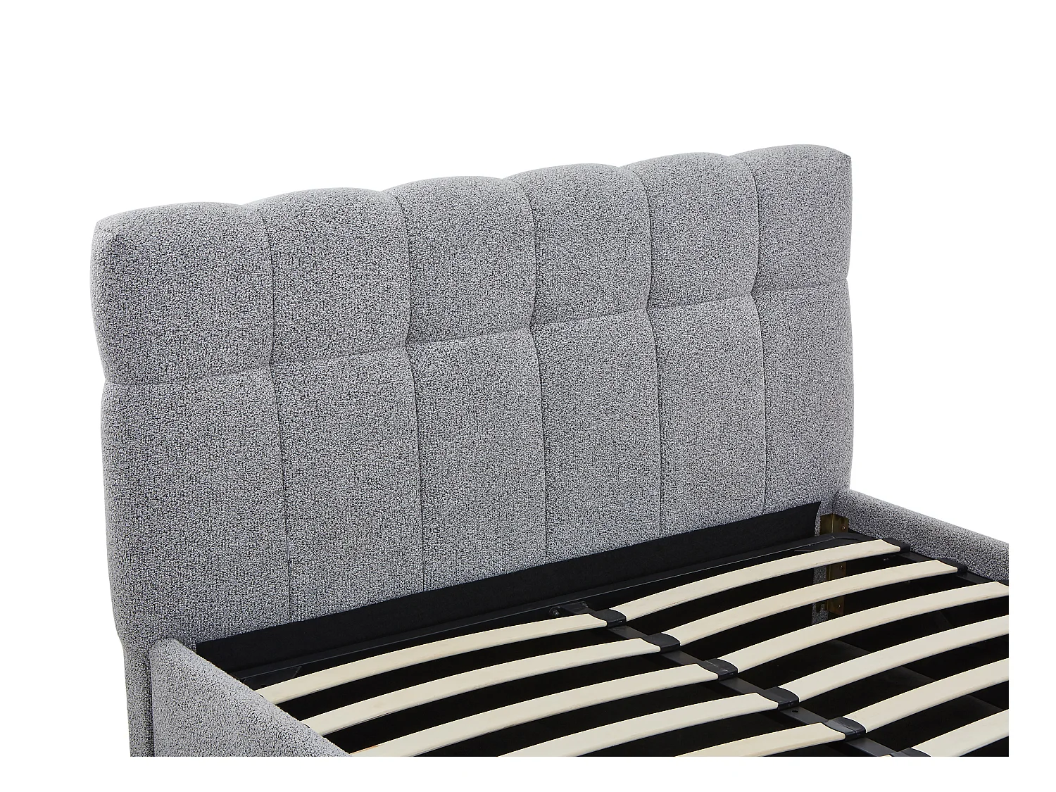 Lit coffre 160 x 200 cm - Tissu bouclette - Gris + Matelas - MAZIRI