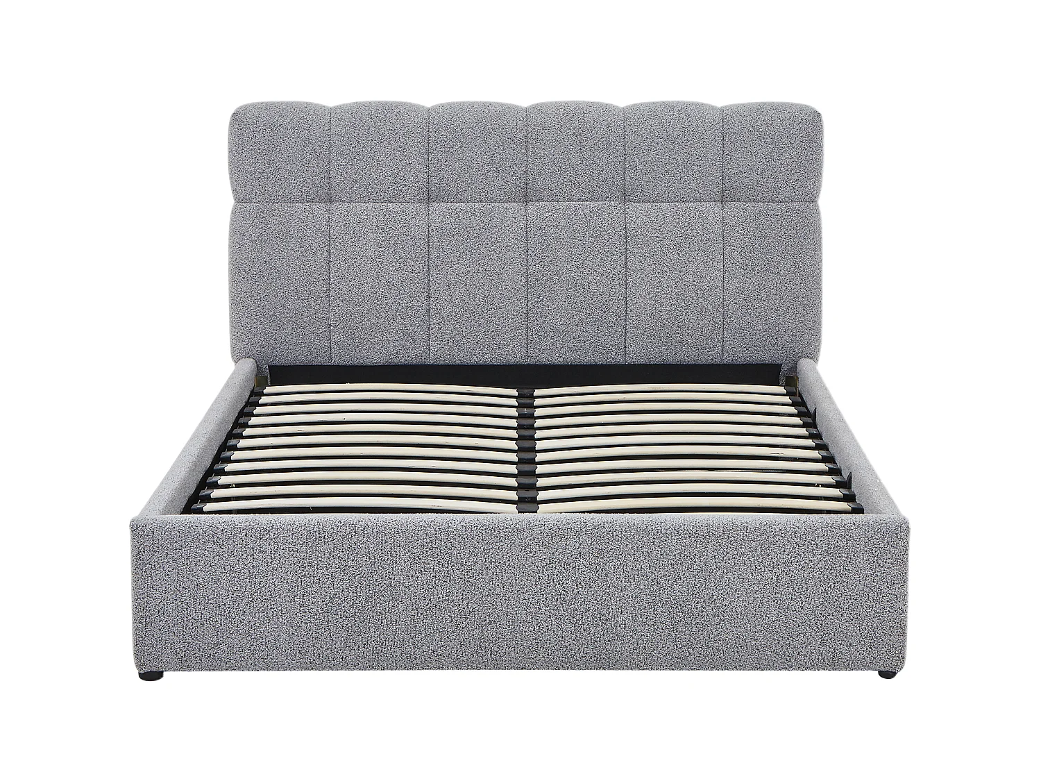 Lit coffre 160 x 200 cm - Tissu bouclette - Gris + Matelas - MAZIRI