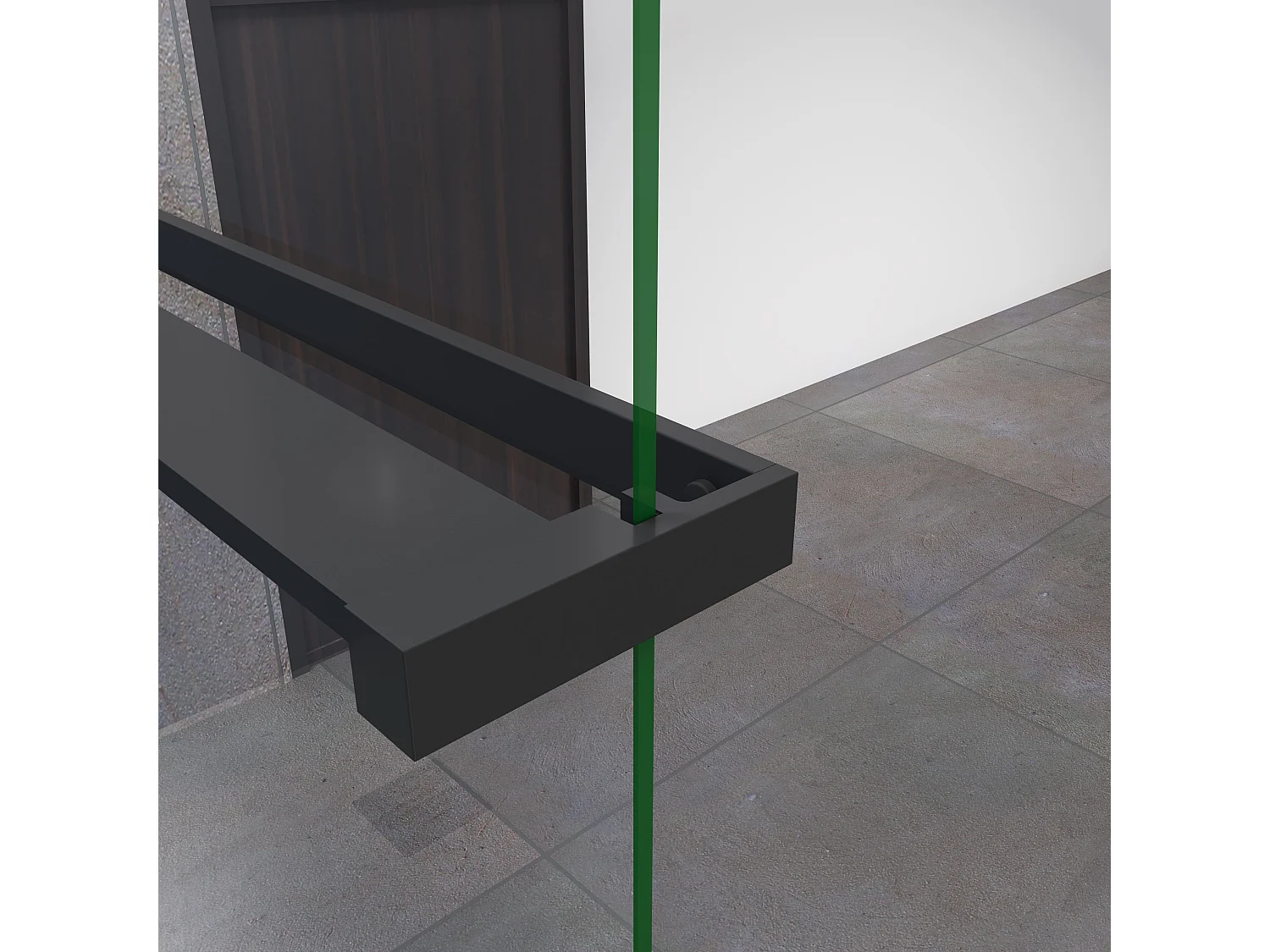 80x200cm schwarz Handtuchhalter Stützstange 8mm ESG Walk in Dusche