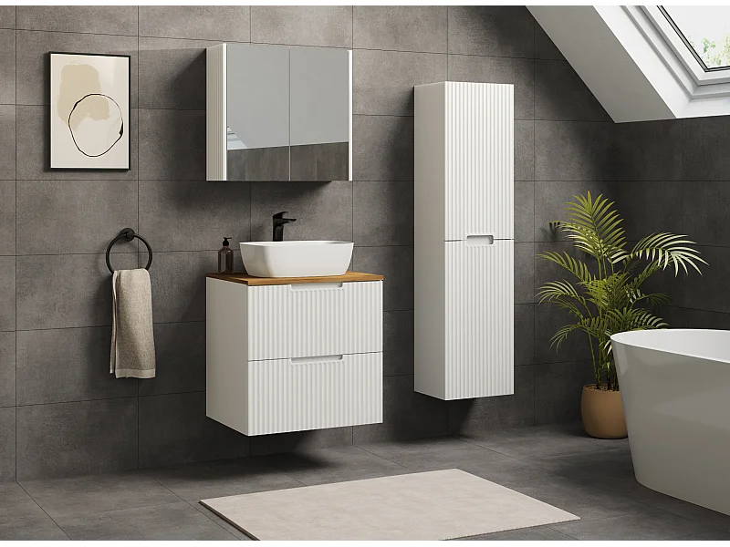 Meuble de salle de bain VENA avec façade rainurée 46 x 60 x 57 blanc