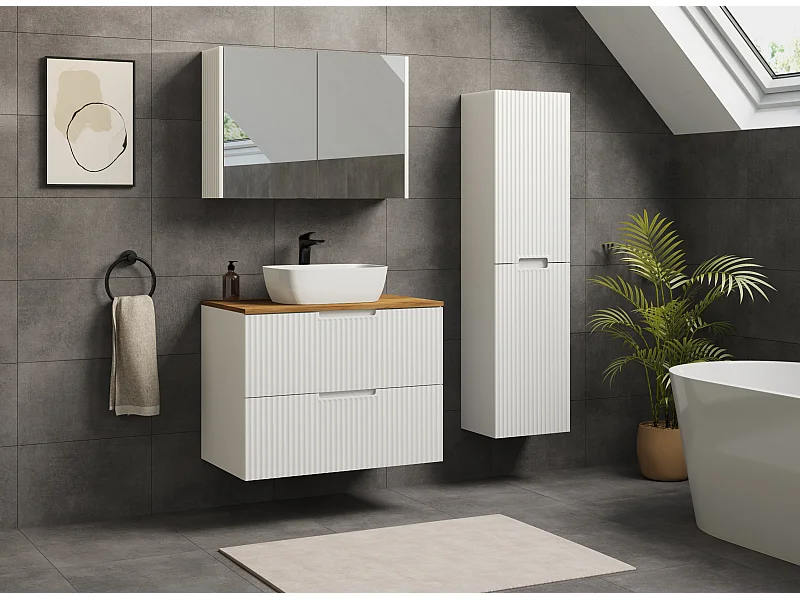 Mueble de baño VENA con frente estriado para lavabo 46 x 80 x 57 blanco